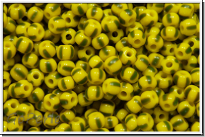 PR-11-83520, PRECIOSA Rocailles, 11/0, yellow, op., 4 green stripes, 20g