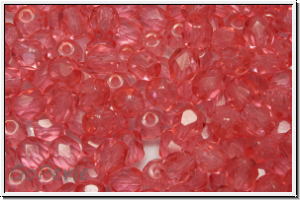 Bhm. Glasschliffperle, PRECIOSA, feuerpol., 4mm, crystal, trans., watermelone (dyed), 50 Stk.