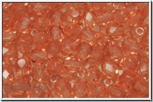 Bhm. Glasschliffperle, PRECIOSA, feuerpol., 4mm, crystal, trans., papaya (dyed), 50 Stk.