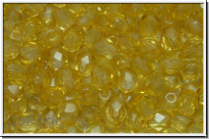 Bhm. Glasschliffperle, PRECIOSA, feuerpol., 4mm, crystal, trans., sunflower (dyed), 50 Stk.