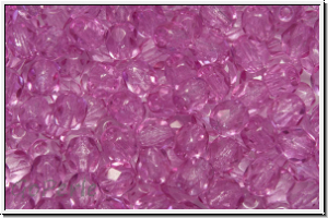 Bhm. Glasschliffperle, PRECIOSA, feuerpol., 4mm, crystal, trans., rose (dyed), 50 Stk.