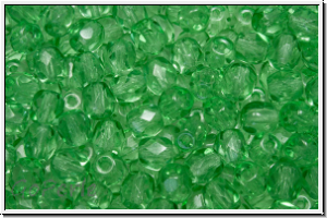 Bhm. Glasschliffperle, PRECIOSA, feuerpol., 4mm, crystal, trans., grass (dyed), 50 Stk.