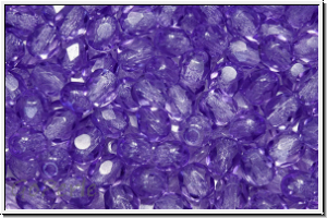 Bhm. Glasschliffperle, PRECIOSA, feuerpol., 4mm, crystal, trans., lavender (dyed), 50 Stk.