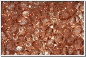 Bhm. Glasschliffperle, PRECIOSA, feuerpol., 4mm, crystal, trans., sandalwood (dyed), 50 Stk.