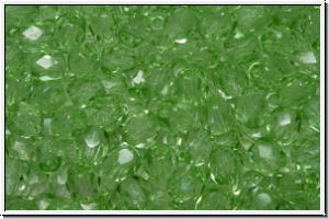 Bhm. Glasschliffperle, PRECIOSA, feuerpol., 4mm, crystal, trans., lime (dyed), 50 Stk.