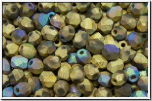 Bhm. Glasschliffperle, PRECIOSA, feuerpol., 4mm, crystal, trans., glittery amber, matte, 50 Stk.