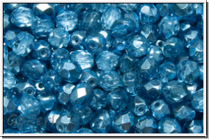 Bhm. Glasschliffperle, PRECIOSA, feuerpol., 4mm, crystal, trans., half labrador solgel blue, 50 Stk.