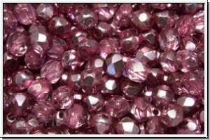 Bhm. Glasschliffperle, PRECIOSA, feuerpol., 4mm, crystal, trans., half labrador solgel pink, 50 Stk.