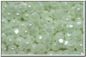 Bhm. Glasschliffperle, PRECIOSA, feuerpol., 4mm, green, delicate, op., white iris. sfinx, 50 Stk.