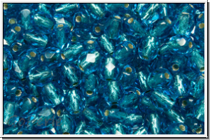 Bhm. Glasschliffperle, PRECIOSA, feuerpol., 4mm, aqua, dkst., trans., silver-ld., 50 Stk.