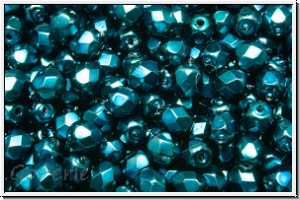 Bhm. Glasschliffperle, PRECIOSA, feuerpol., 4mm, black, op., aqua pearl, 50 Stk.