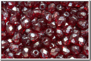 Bhm. Glasschliffperle, feuerpol., 4mm, garnet, lt., trans., luster, 50 Stk.