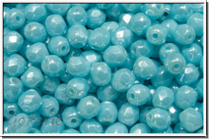 Bhm. Glasschliffperle, feuerpol., 4mm, aqua, lt., op., luster, 50 Stk.