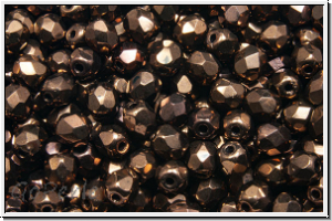 Bhm. Glasschliffperle, feuerpol., 4mm, chocolate, met., 50 Stk.