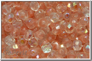 Bhm. Glasschliffperle, feuerpol., 4mm, rosaline/crystal, trans., moonlight, AB, 50 Stk.