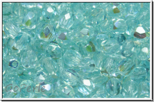 Bhm. Glasschliffperle, feuerpol., 4mm, aqua, lt., trans., AB, 50 Stk.