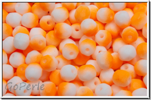 Bhm. Glasschliffperle, feuerpol., 4mm, white, alabaster, half neon orange, matte, 50 Stk.