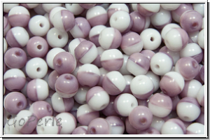 bhm. Glasperle, rund, 4mm, white/violet, op., 50 Stk.