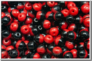 bhm. Glasperle, rund, 4mm, red/black, op., 50 Stk.