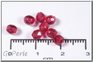 Bhm. Glasschliffperle, feuerpol., 4mm, fuchsia, trans., 50 Stk.