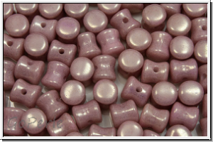 Diabolo-Beads, 5x5mm, white, op., rose marbled, 25 Stk.