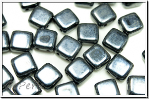 TILE-Beads, 6x6mm, hematite, metallic, 25 Stk.