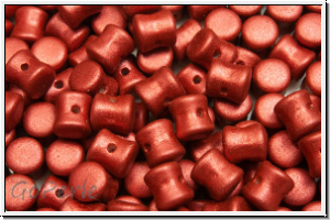 Diabolo-Beads, 5x5mm, lava red, met., satin, 25 Stk.