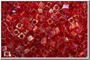 SBS-18-0298, MIYUKI Squares, 1,8mm, ruby, trans., AB, 5g