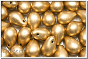 Drop Beads, 6x9mm, gold, met., satin, 20 Stk.