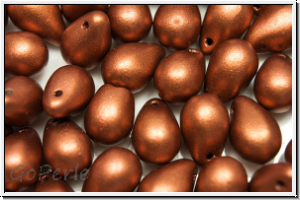 Drop Beads, 6x9mm, copper, dk., met., satin, 20 Stk.