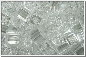 SB-04-0160, MIYUKI Squares, 4mm, crystal, trans., luster, 15g