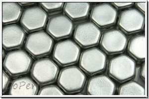 2-Loch-Honeycomb-Beads, 6mm, silver, met., satin, 30 Stk.