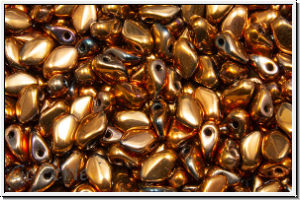 Gekko-Beads, 3x5mm, black, op., full capri gold, 50 Stk.