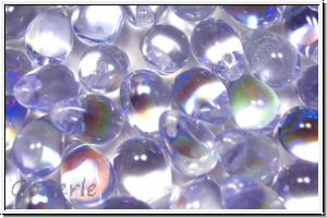 Drop Beads, 6x9mm, violet, pale, trans., AB, 20 Stk.