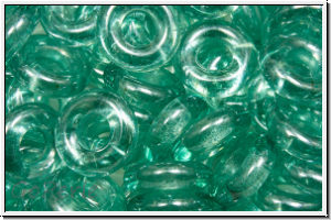 Glasring, 10x3,2mm, turquoise, lt., trans., luster, 10 Stk.