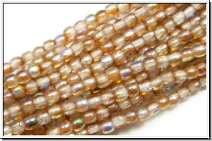 bhm. Glasperle, rund, 2mm, crystal, trans., brown AB, 1 Strang