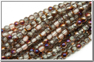 bhm. Glasperle, rund, 2mm, crystal, trans., half sliperit, 1 Strang