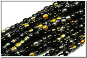 bhm. Glasperle, rund, 2mm, black, op., half marea, 1 Strang