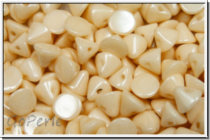 Button-Beads, 4mm, white, op., champagne luster, 50 Stk.