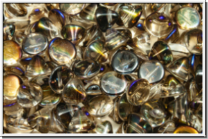 Button-Beads, 4mm, crystal, trans., half azuro, 50 Stk.