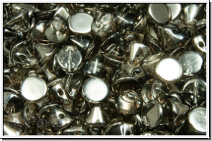 Button-Beads, 4mm, crystal, trans., half chrome, 50 Stk.