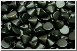 Button-Beads, 4mm, white, alabaster, black met. matte, 50 Stk.