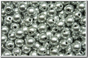 bhm. Glasperle, rund, 4mm, silver, met., satin, 50 Stk.