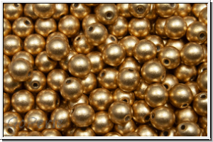 bhm. Glasperle, rund, 4mm, gold, met., satin, 50 Stk.