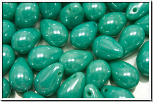 Drop Beads, 6x9mm, green turquoise, op., luster, 20 Stk.