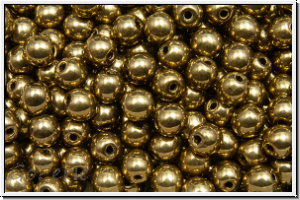 bhm. Glasperle, rund, 4mm, 24kt goldbronze, met., 50 Stk.