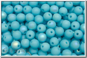 bhm. Glasperle, rund, 4mm, baby blue, op., matte, AB, 50 Stk.