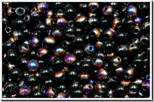 bhm. Glasperle, rund, 3mm, black, op., half sliperit, 50 Stk.