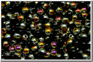 bhm. Glasperle, rund, 3mm, black, op., half marea, 50 Stk.