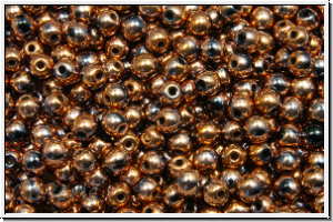 bhm. Glasperle, rund, 3mm, black, op., full capri gold, 50 Stk.